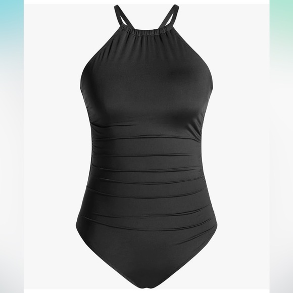 Holipick Black High Neck One Piece Swimsuit-size L Tummy Control - Picture 2 of 8